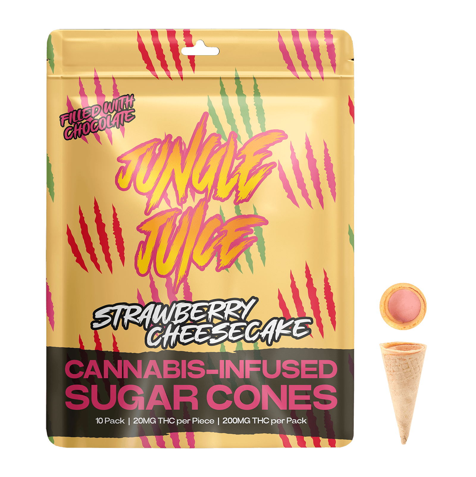 Jungle Juice Sugar Cones 200mg - Strawberry Cheesecake