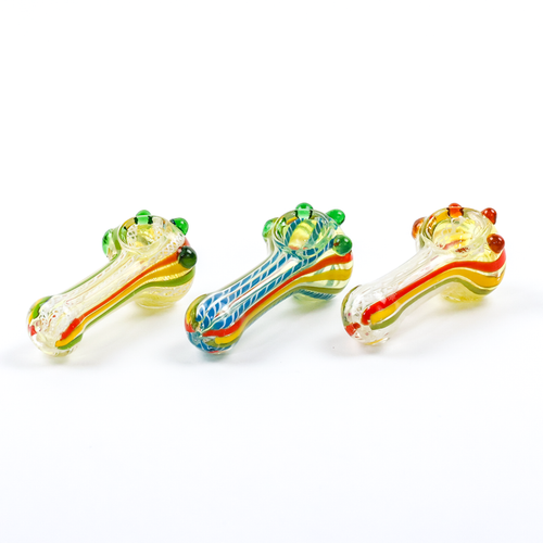 LuvBuds 3.5" Rasta Latti Spoon Hand Glass Pipe - Assorted Colors