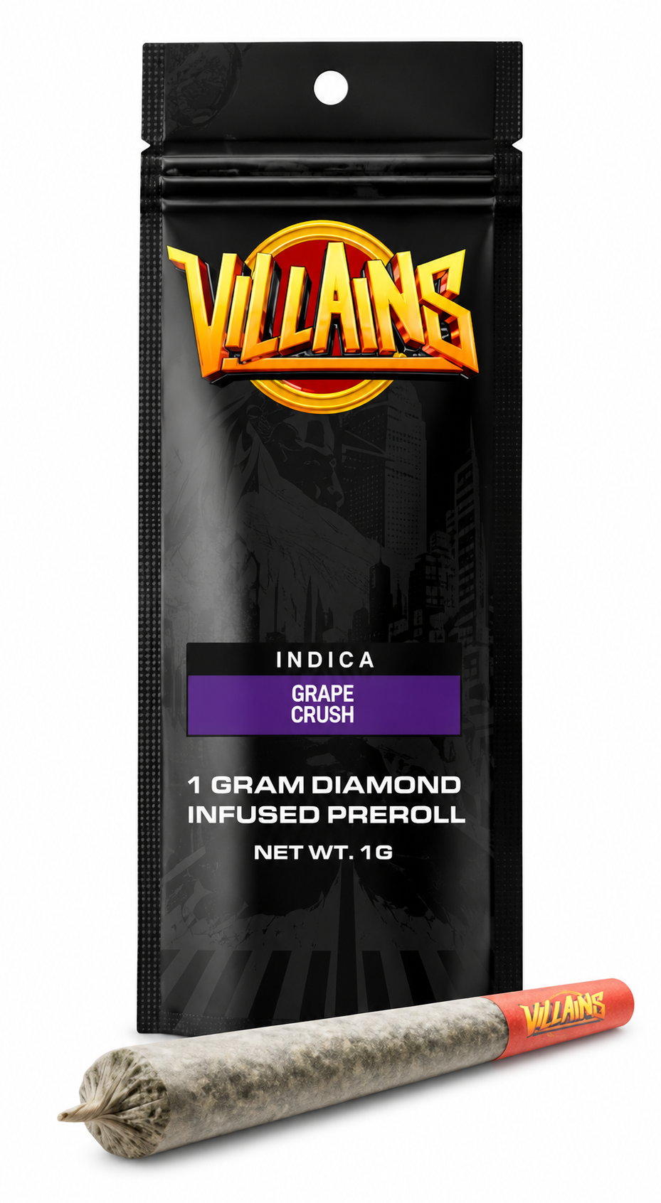 VILLIANS - GRAPE CRUSH - DIAMOND INFUSED - 1G PREROLL