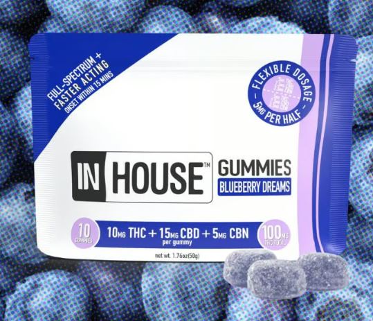 In House | Blueberry Gummies THC:CBD:CBN ( I ) 10pk | 100mg