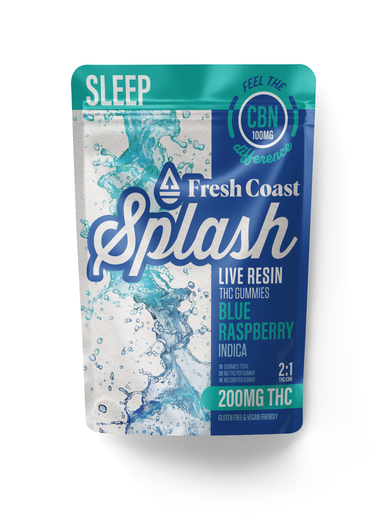 SPLASH | BLUE RASPBERRY 2:1 THC:CBN | 200mg LIVE RESIN GUMMIES
