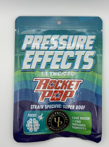 Gummies | Rosin | Rocket Pop 1:1 | 200mg THC:CBD | Uniq Pressure Effects