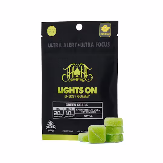 HEAVY HITTERS - GREEN CRACK - GUMMY PACK - 100MG THC + 50MG THCV - SATIVA