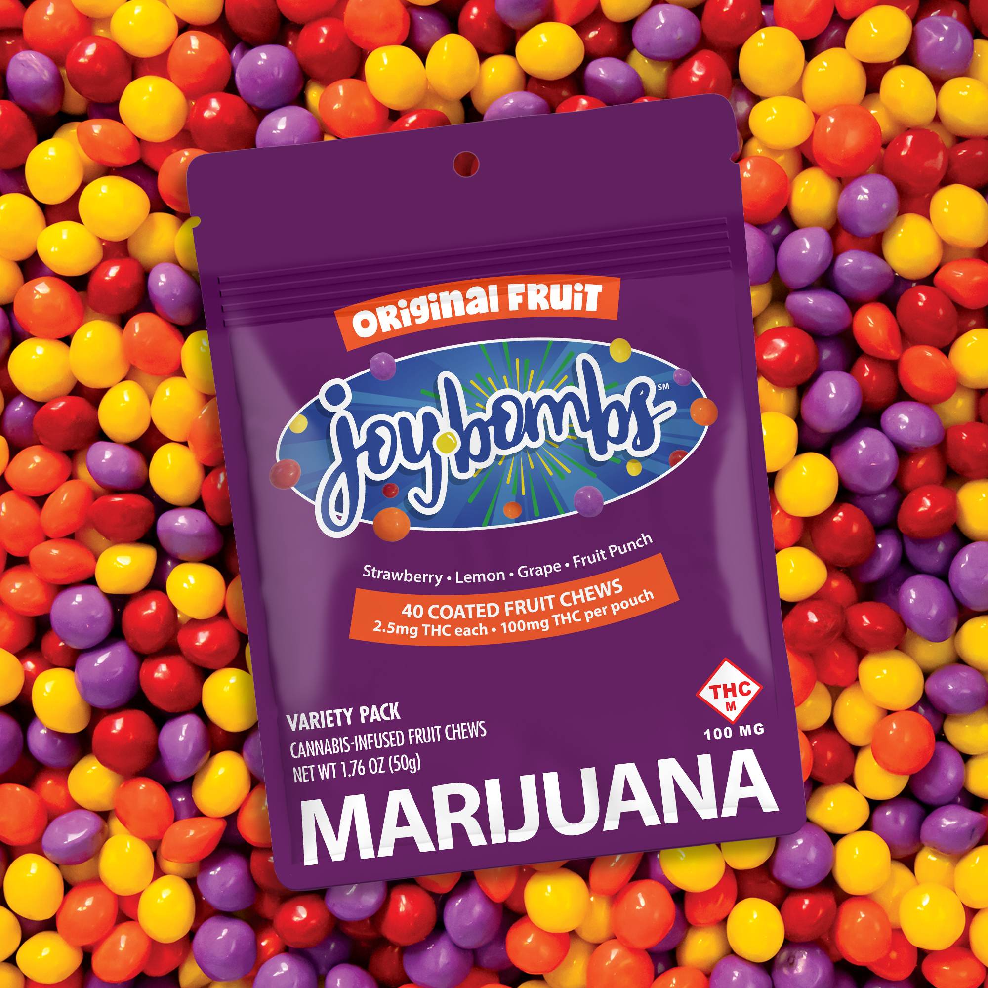Joyibles - Joy Bomb Fruit Chew Original Variety Pack 40ct - 100mg