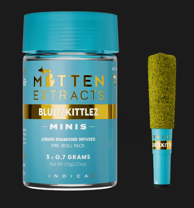 Mitten Extracts - Blue Zkittlez - 5 x .7g Infused Prerolls