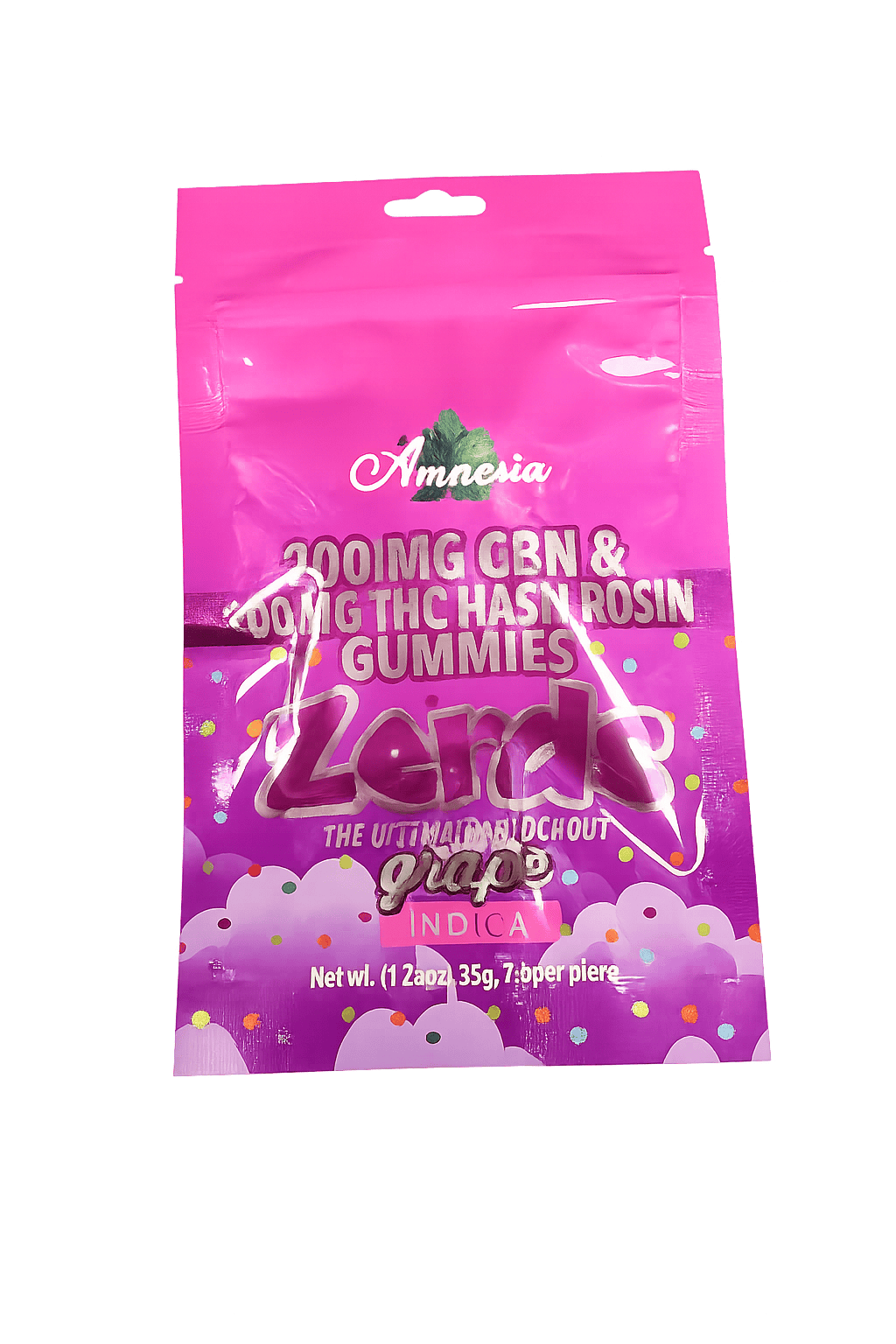Amnesia Zerds | Grape | 200mg Hash Rosin Nighttime Gummies 5pk