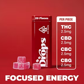 Drops Cranberry Enhanced 20PK THC 50mg CBD 50mg CBG 50mg CBC 50mg Sativa Live Rosin Jellies