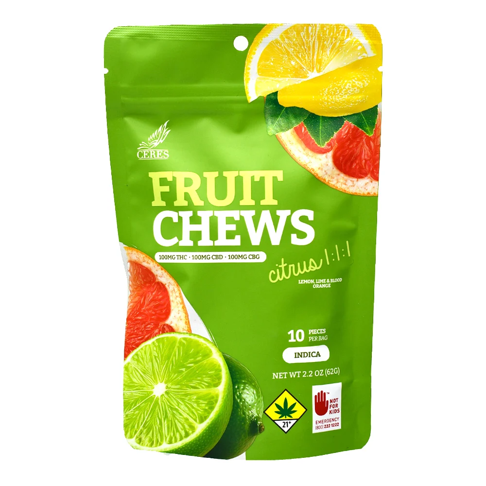 Citrus 1:1:1 CBD|CBN Indica Fruit Chews 10-Pack | 300mg