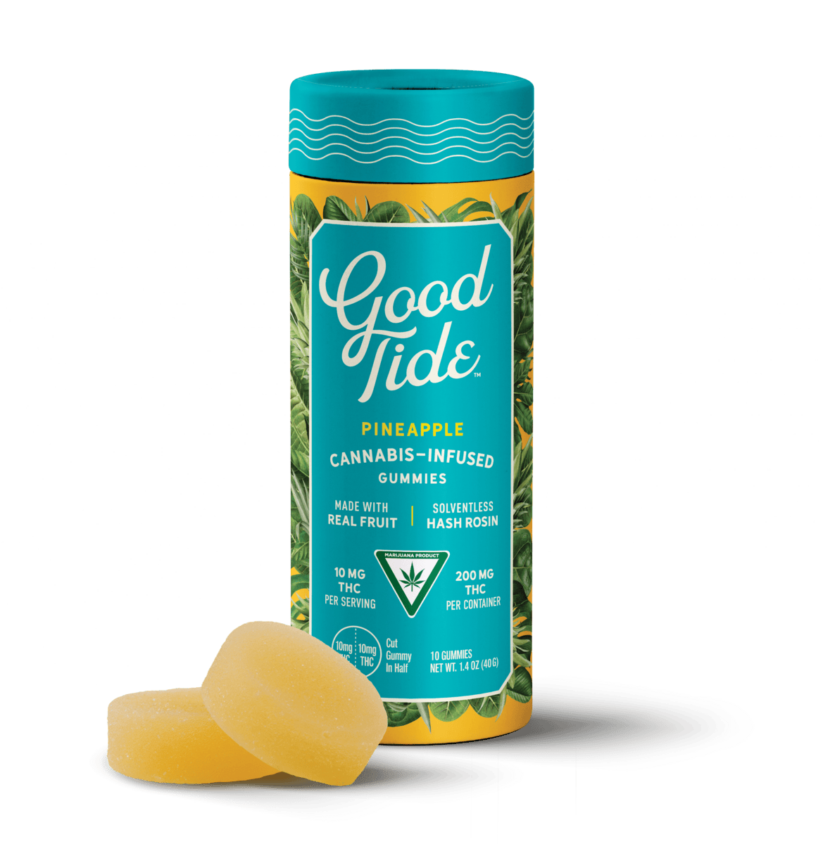 Good Tide | Pineapple (Sativa) 100MG Rosin Gummies | 10-Pack