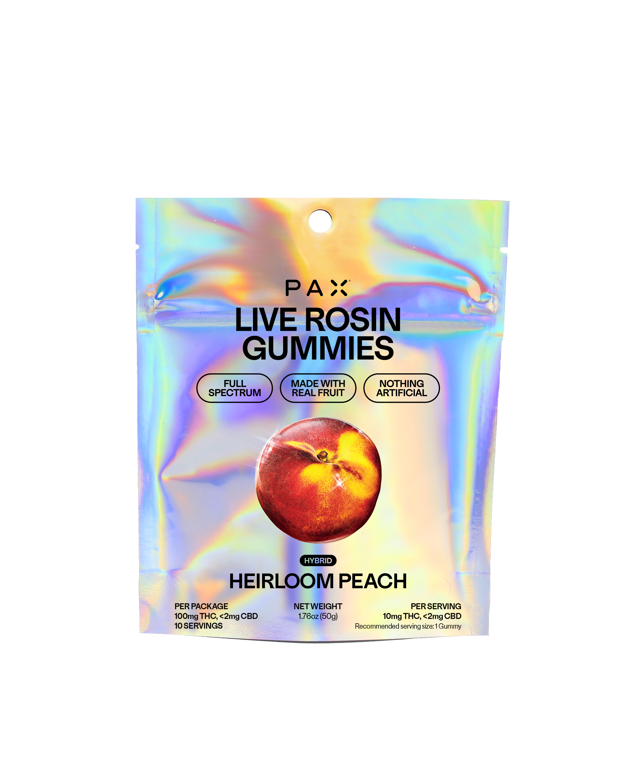PAX  Heirloom Peach 10pk 10mg Live Rosin Gummies