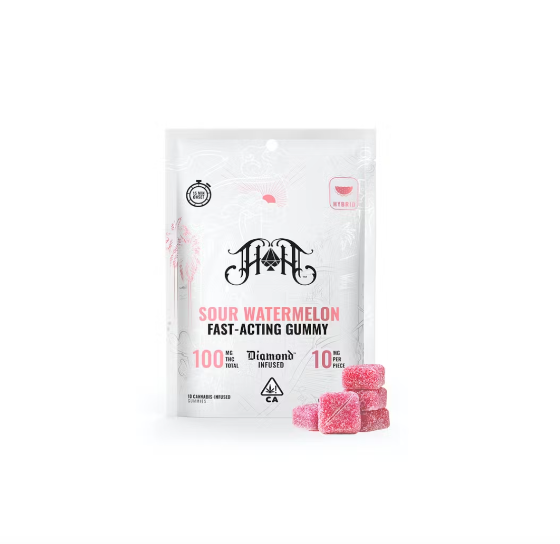 Heavy Hitters — Sour Watermelon Hybrid - 100mg Fast Acting Diamond Infused Gummies 10pk - Heavy Hitters - .1g
