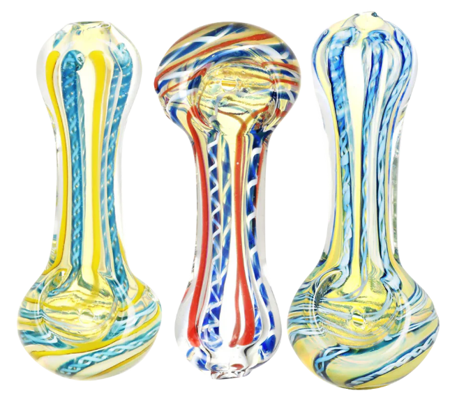 Ribbon Rope Twist Fumed Glass Spoon Pipe