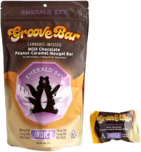 GrooveBar [I] - 100MG Milk Chocolate Peanut-Caramel-Nougat Bars 10PK