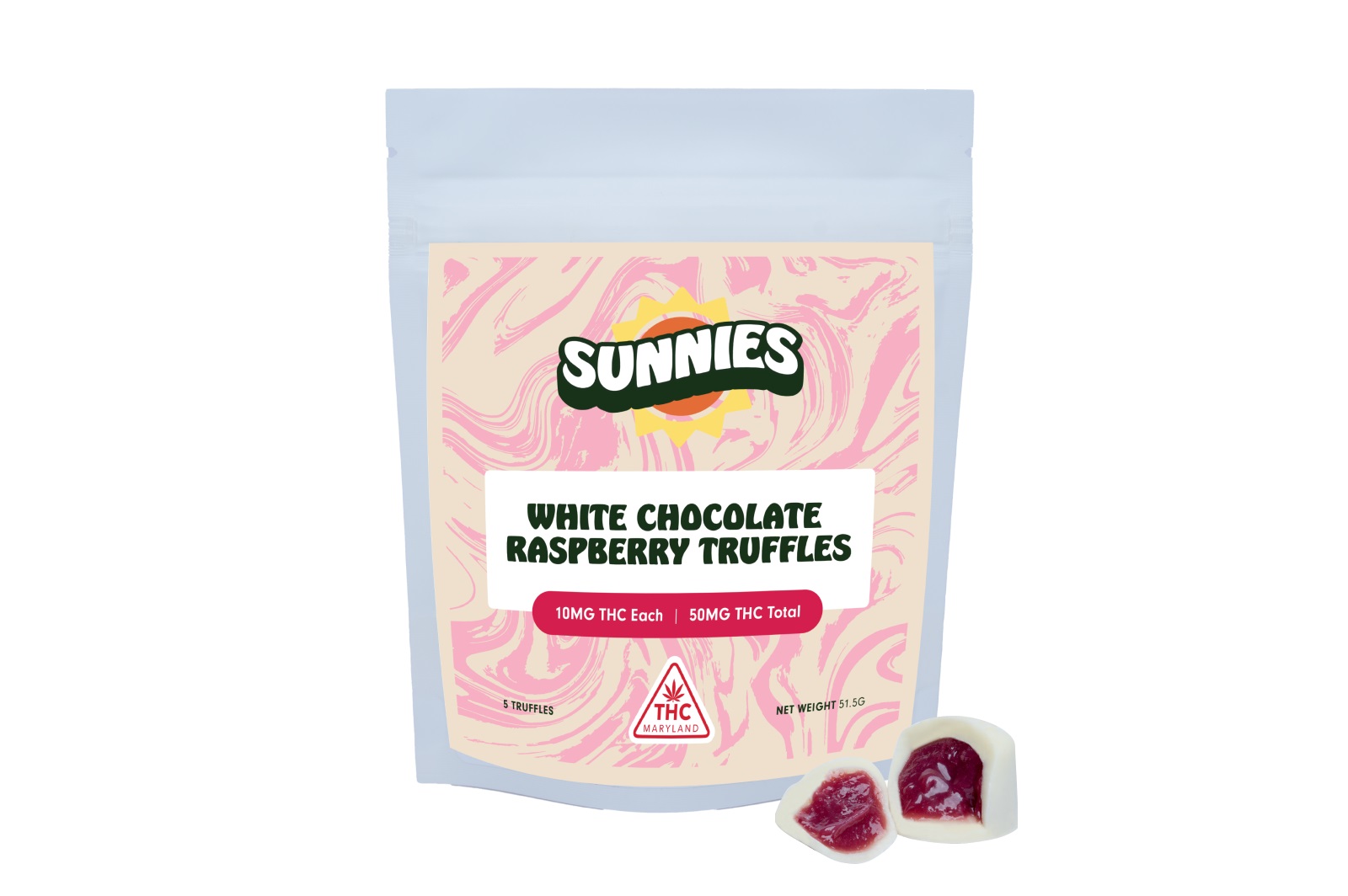 White Chocolate Raspberry Truffles [5pk] (50mg THC)