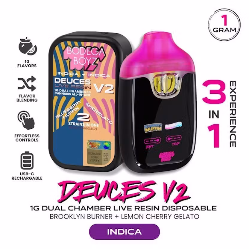 Bodega Boyz | DEUCES - Blueberry Muffin x Sherblato | 1g live resin AIO (I)
