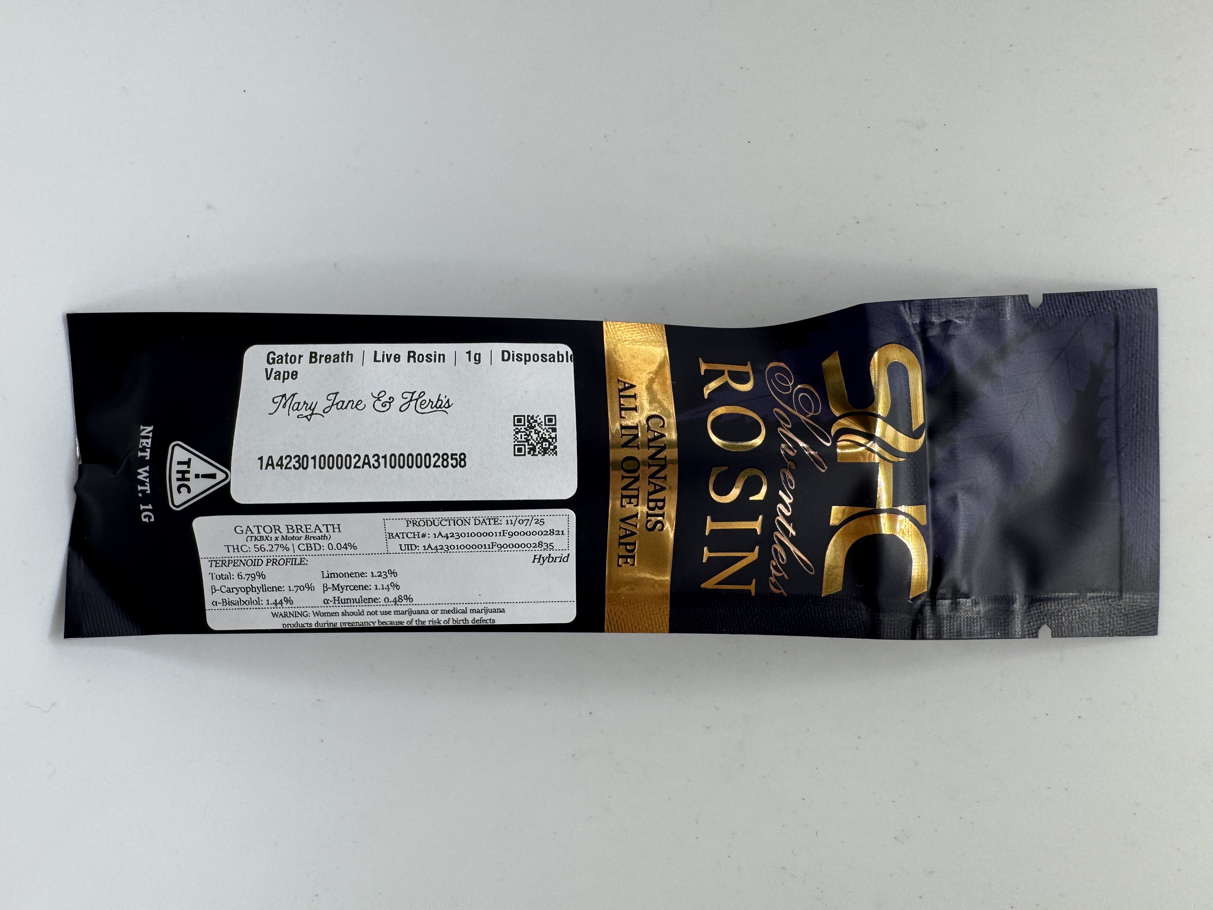 Gator Breath Live Rosin Disposable