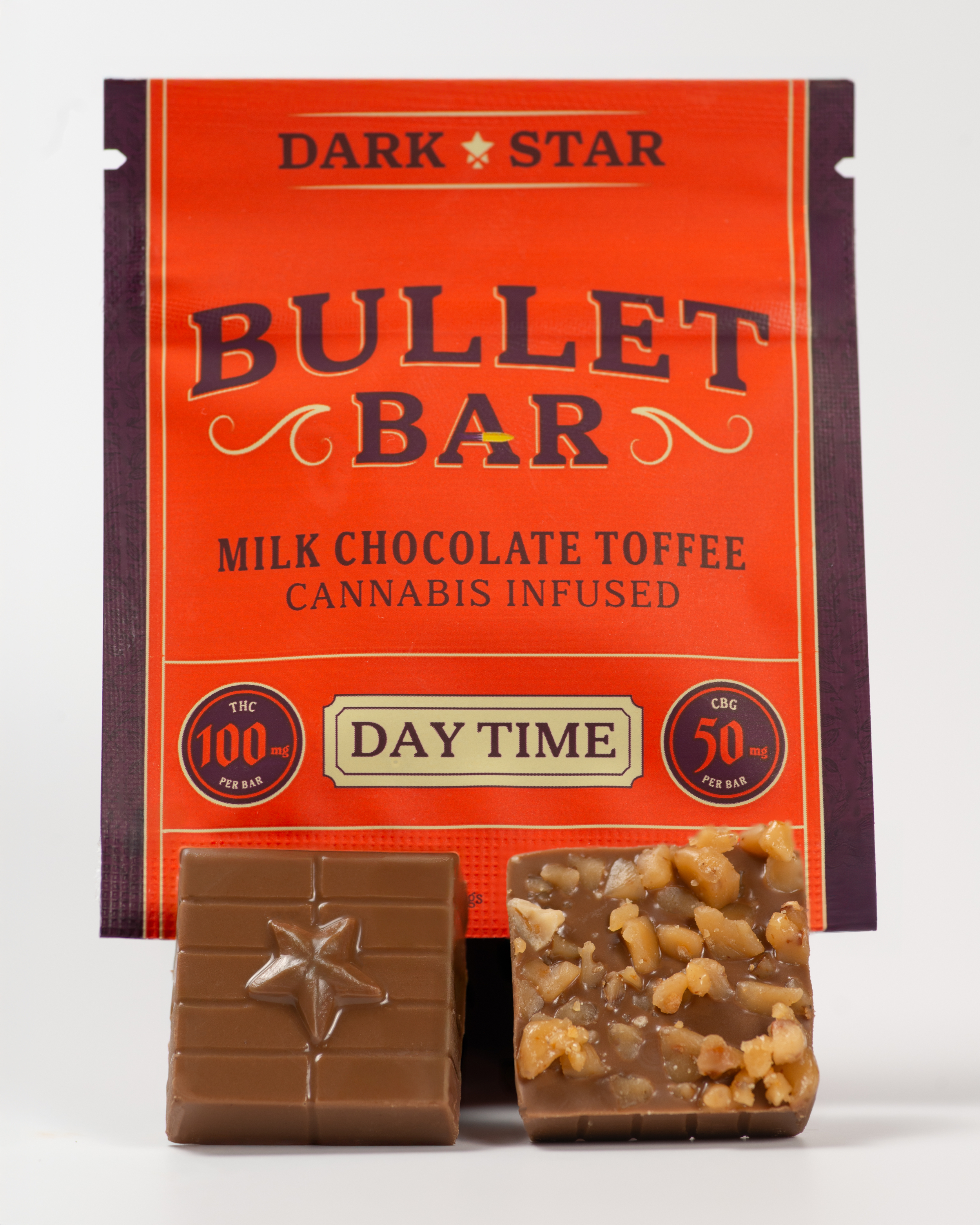Bullet Bar | Daytime | 2:1 THC:CBG | 1pk Toffee Milk Chocolate - 100mg —.1g