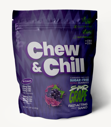 Edible | Chew & Chill | Sour Grape | 2:1:1 THC/CBD/CBN | Indica | 100mg