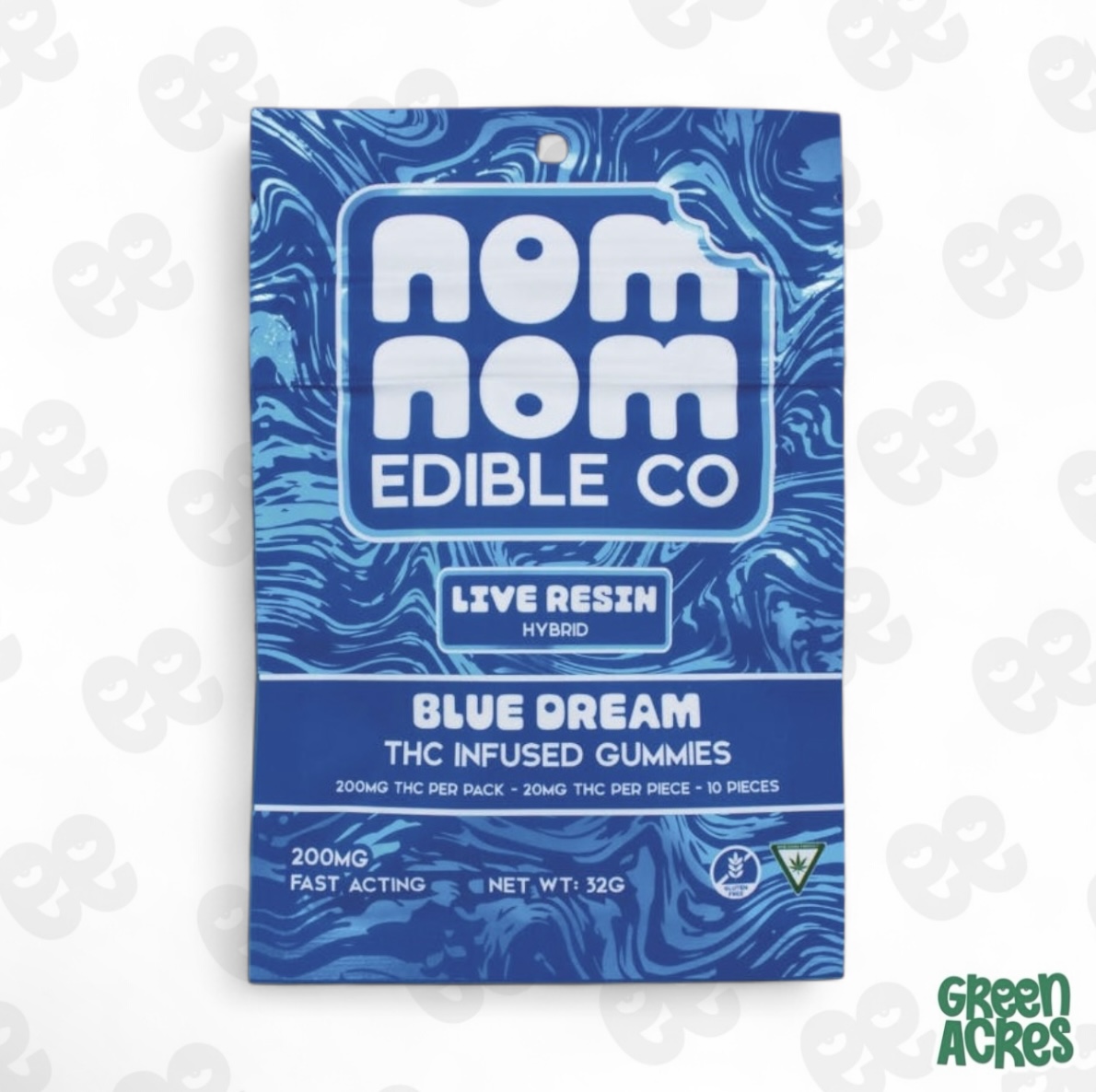 Nom Nom: Blue Dream Live Resin 200MG Gummies