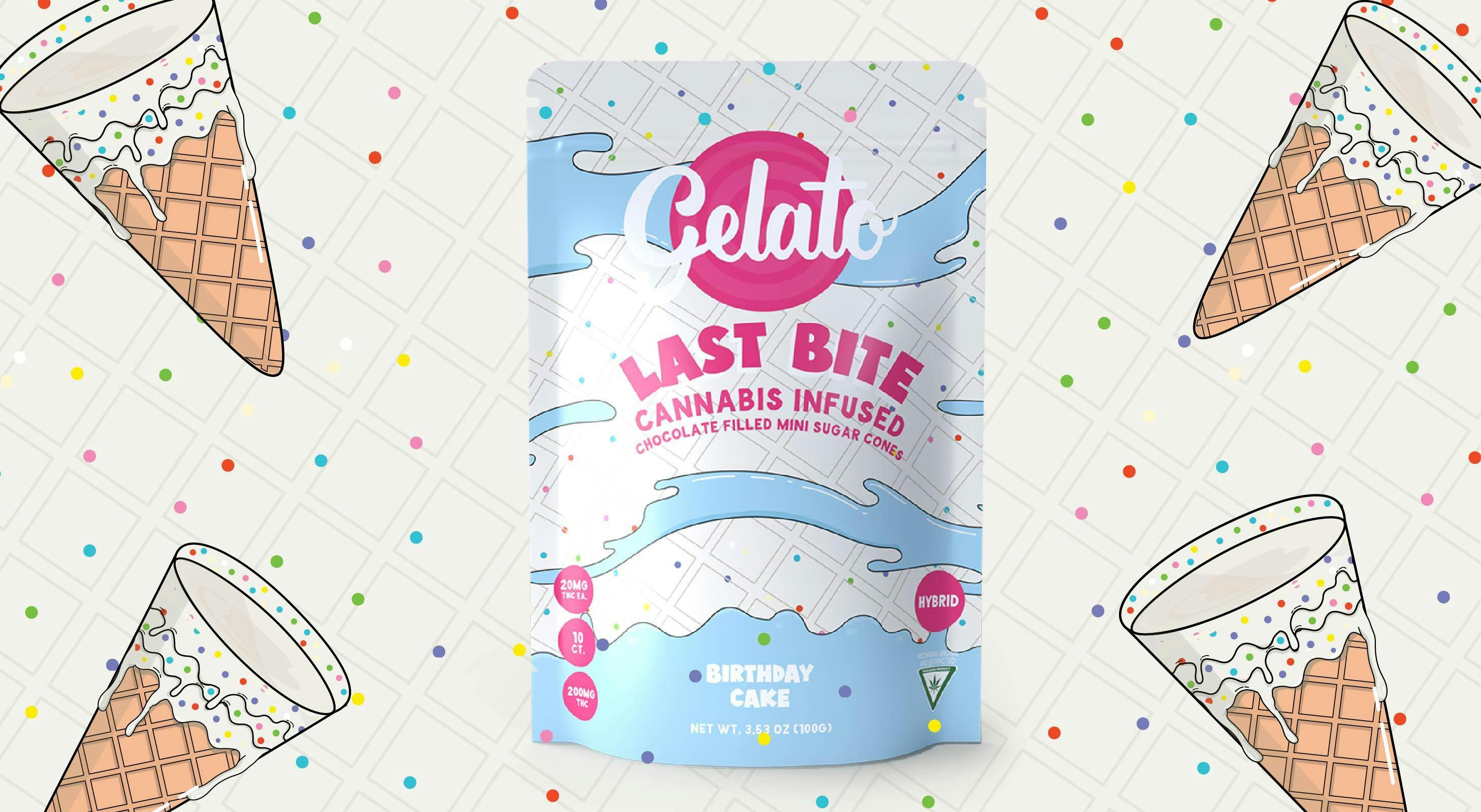Gelato Last Bite - Birthday Cake - 200mg Sugar Cones