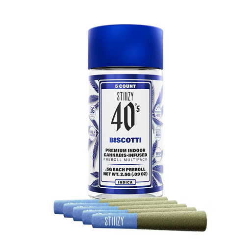 Stiiizy | Biscotti | .5G 40's Infused Pre-Rolls 5PK 2.5G