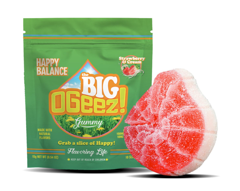 100mg - 1 Pack - Edibles - Happy Balance - BIG! Strawberries & Cream 1:1 CBD:THC - OGeez - REC