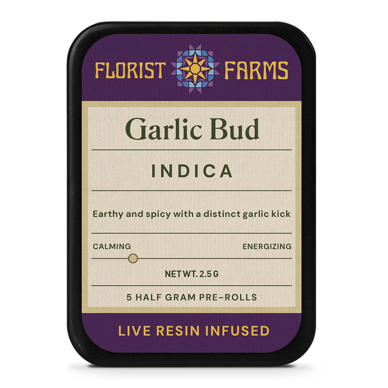 Live Resin Infused Preroll | Garlic Bud (I) | .5g Total) 5 pack | Florist Farms