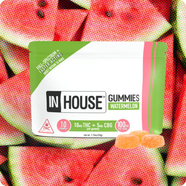 In House - 2:1 Watermelon - THC:CBG - Fast Acting - Gummies - 100mg (10pk)