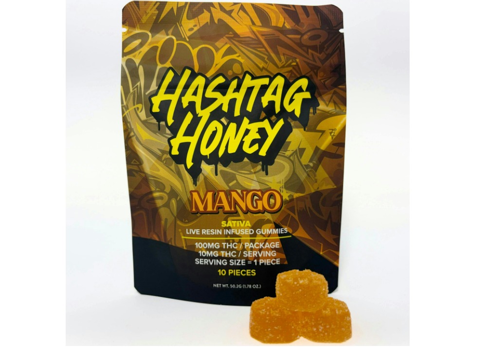 Hashtag Honey | Mango | Live Resin Infused Gummies | 10pcs 100mg THC