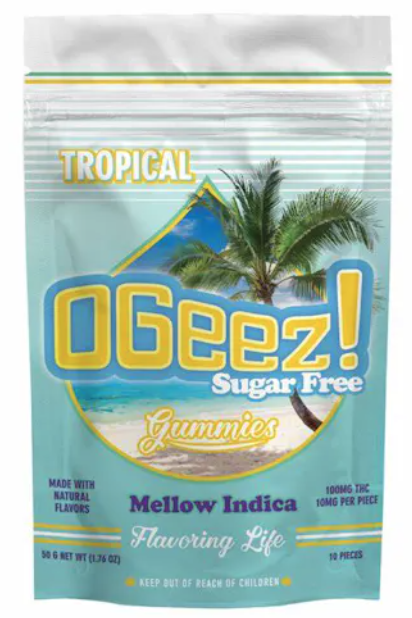 100mg - 10 Pack - Edibles - Sugar Free - Mellow Indica - OGeez - REC