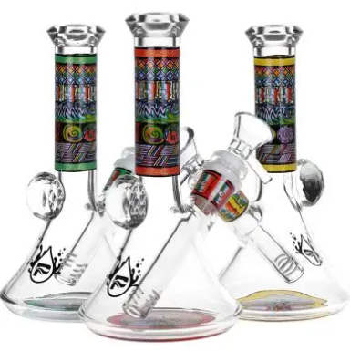 Pulsar Mosaic Bart Wag Beaker Glass Water Pipe | 6.75" | 14mm F | Colors Vary