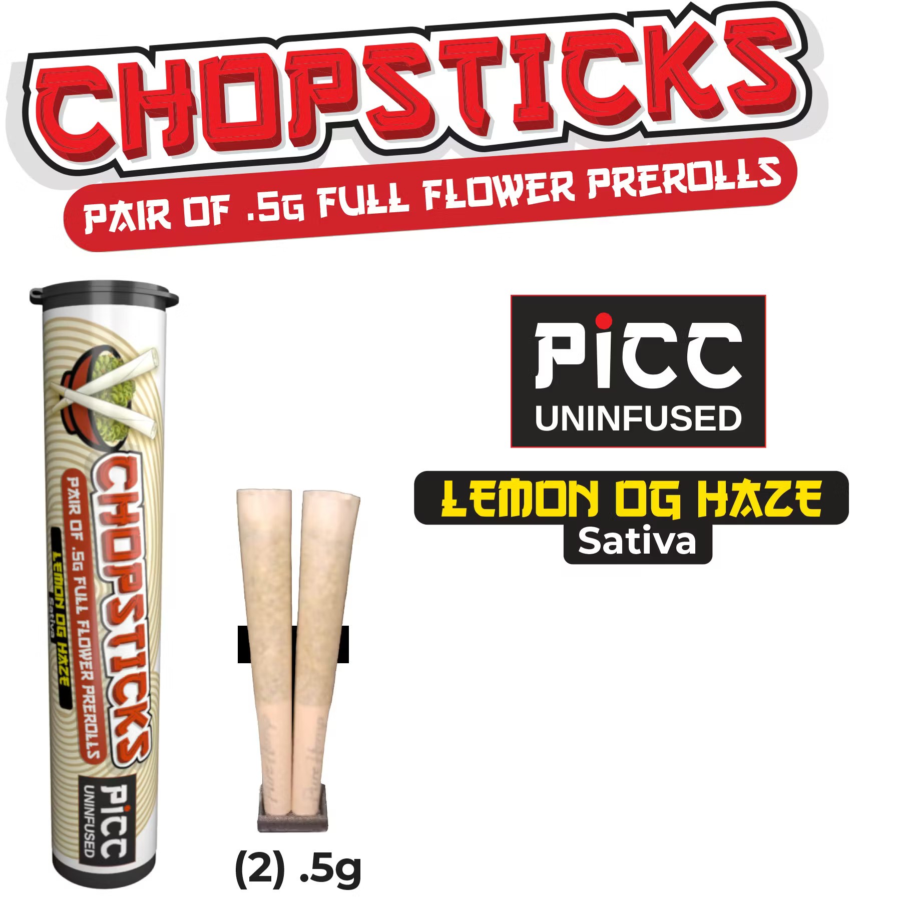 Lemon OG Haze | Chopsticks Pre-Roll 2pk | 1g