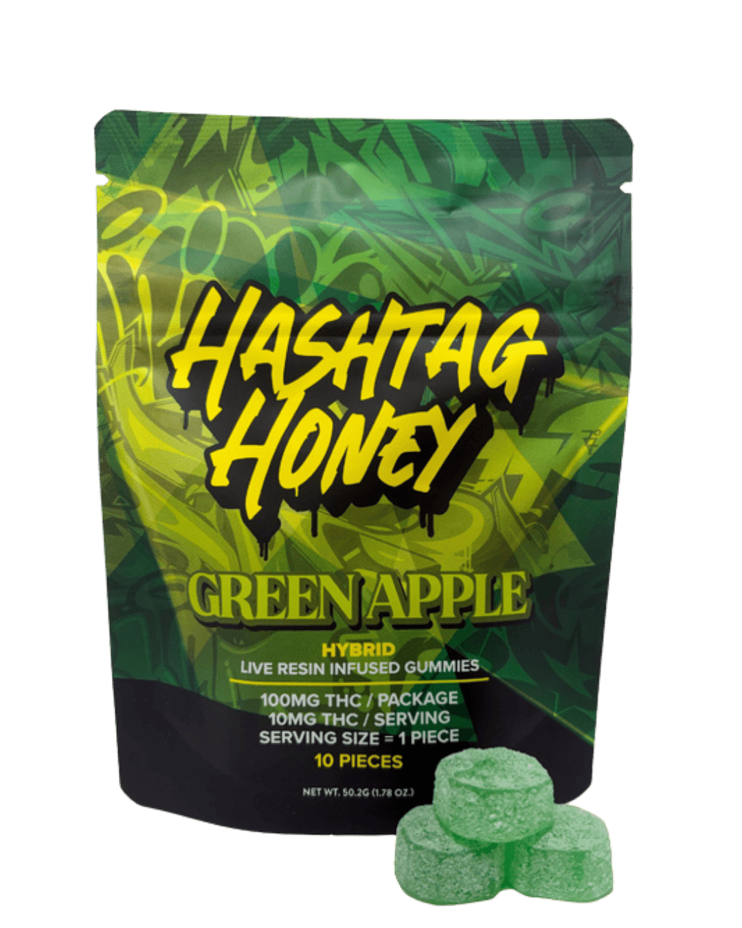 Hashtag Honey | Green Apple Gummies (Hybrid) | 100MG