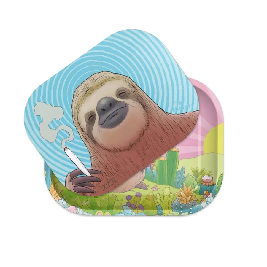 ZZZ's | 5" x 7" Stoner Sloth By Tim Molloy Rolling Tray with Magnetic Cover product photo
