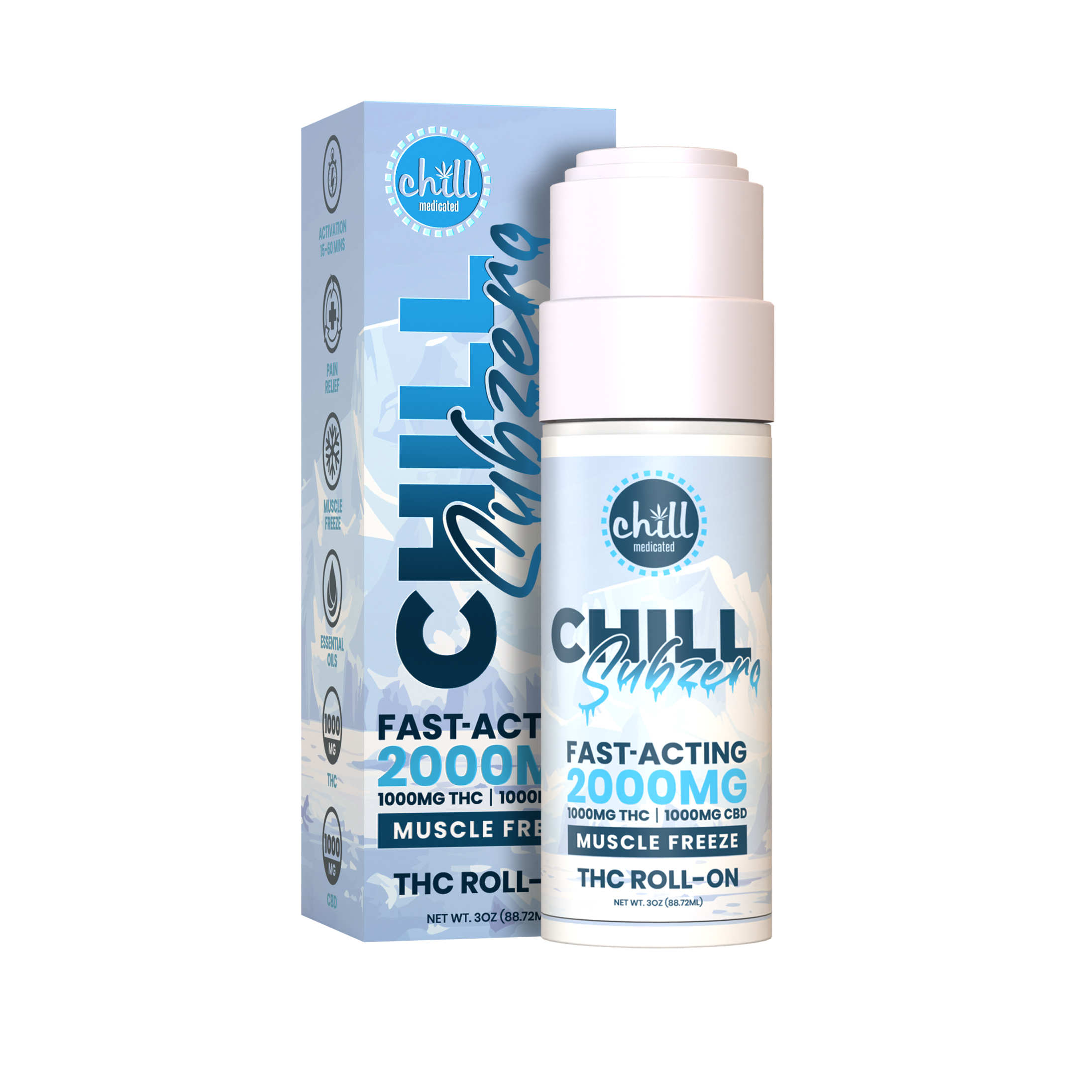 Chill Medicated - 1000mg THC:1000mg CBD Subzero Roll-On