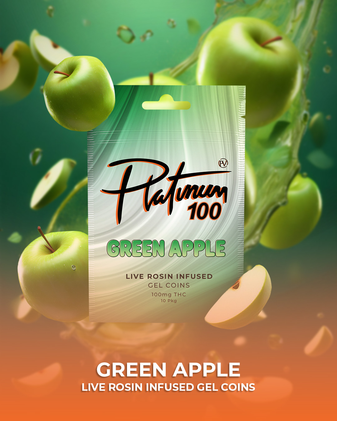 Green Apple Live Rosin Gel Coins 100mg (10x10mg)