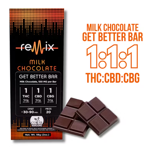 1:1:1 (CBD:CBG:THC) Get Better Milk Chocolate Bar | 5mg 20pk