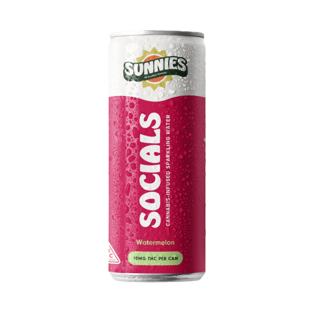 Sunnies - Socials: Watermelon 10mg Infused Sparkling Water  (12 oz)