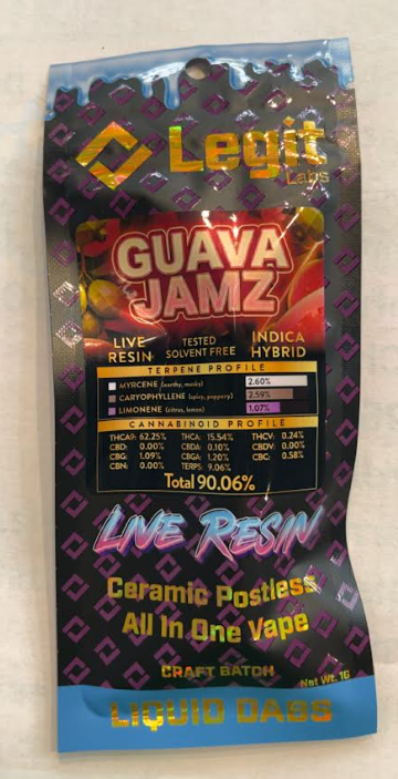 Guava Jamz | Live Resin Disposable Vape | 1g | Indica