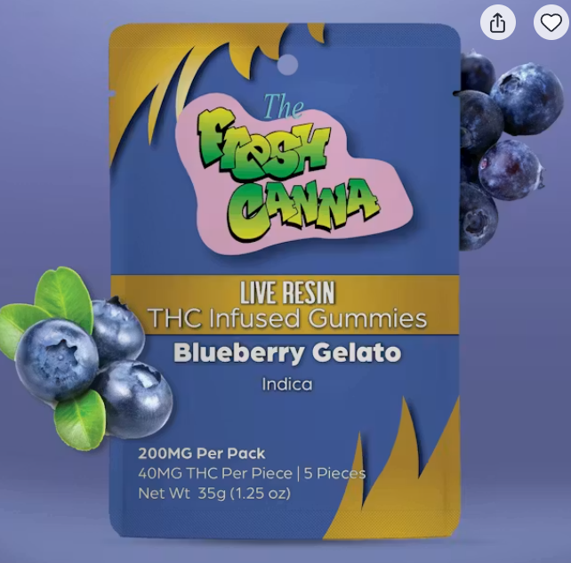 Fresh Canna | Blueberry Gelato | Live Rosin Gummies | 200mg | Indica