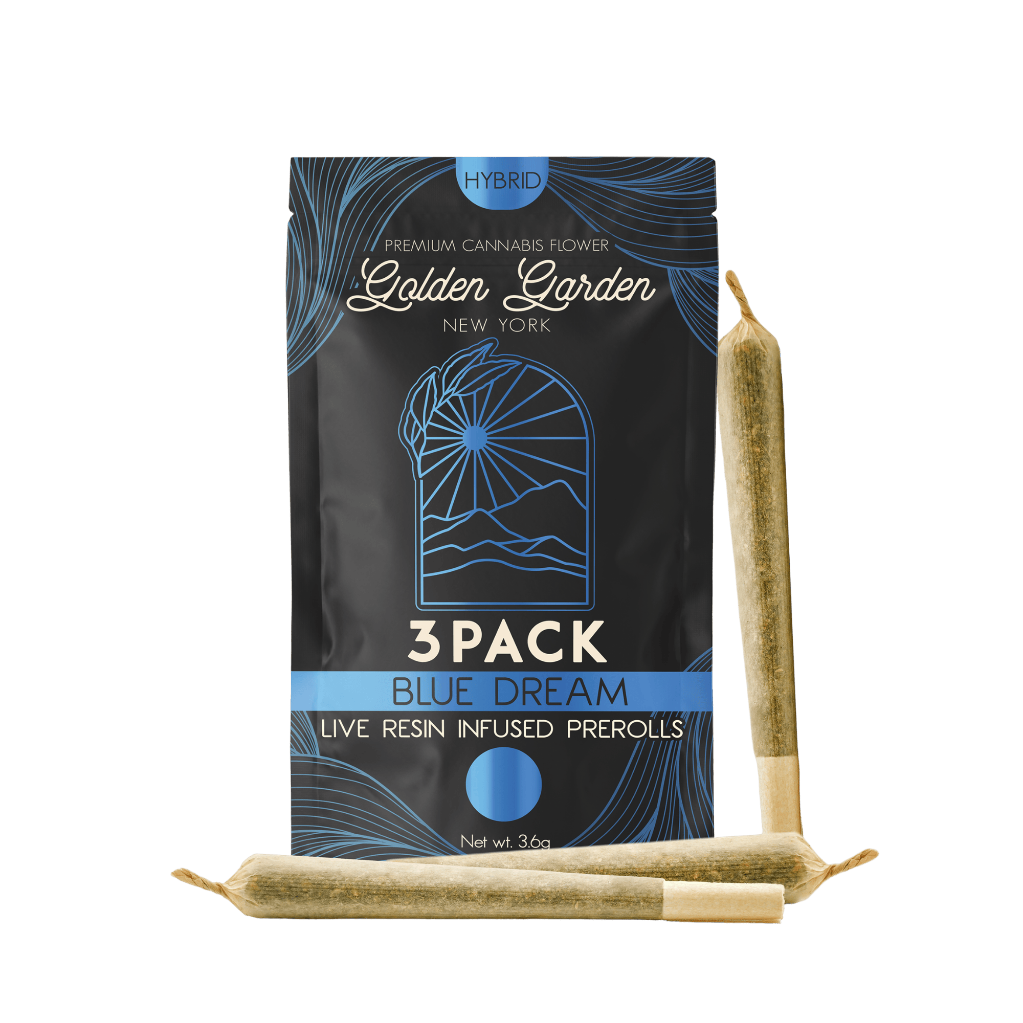 Golden Garden | Blue Dream | Live Resin Infused Pre-rolls | 3.6g - 3pk