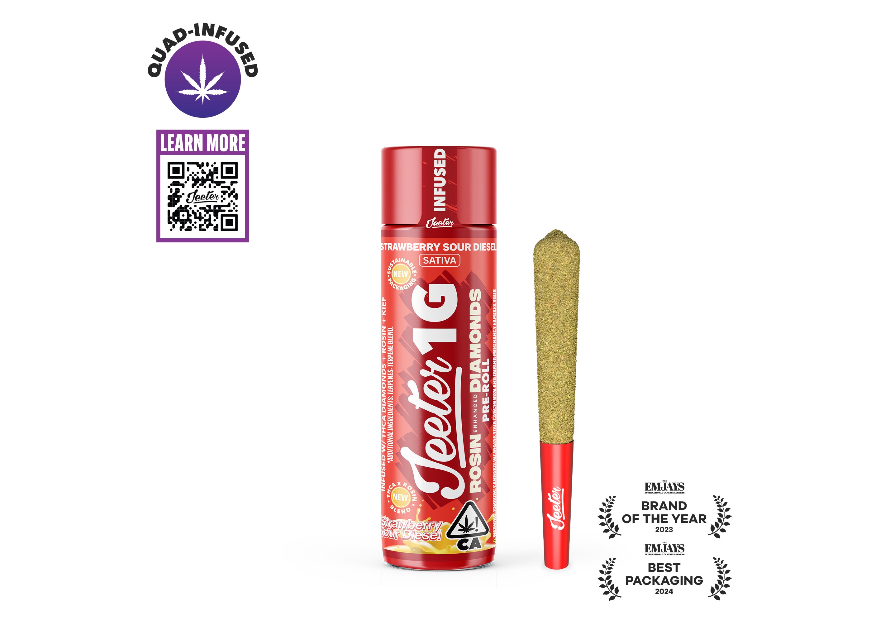 Strawberry Sour Diesel Jeeter Infused Pre-Roll | 1g