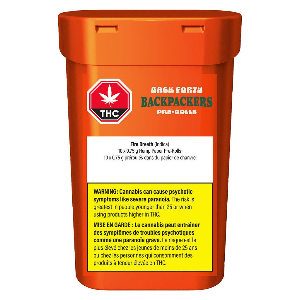 Back Forty Backpacker Fire Breath Prerolls 10x0.75g