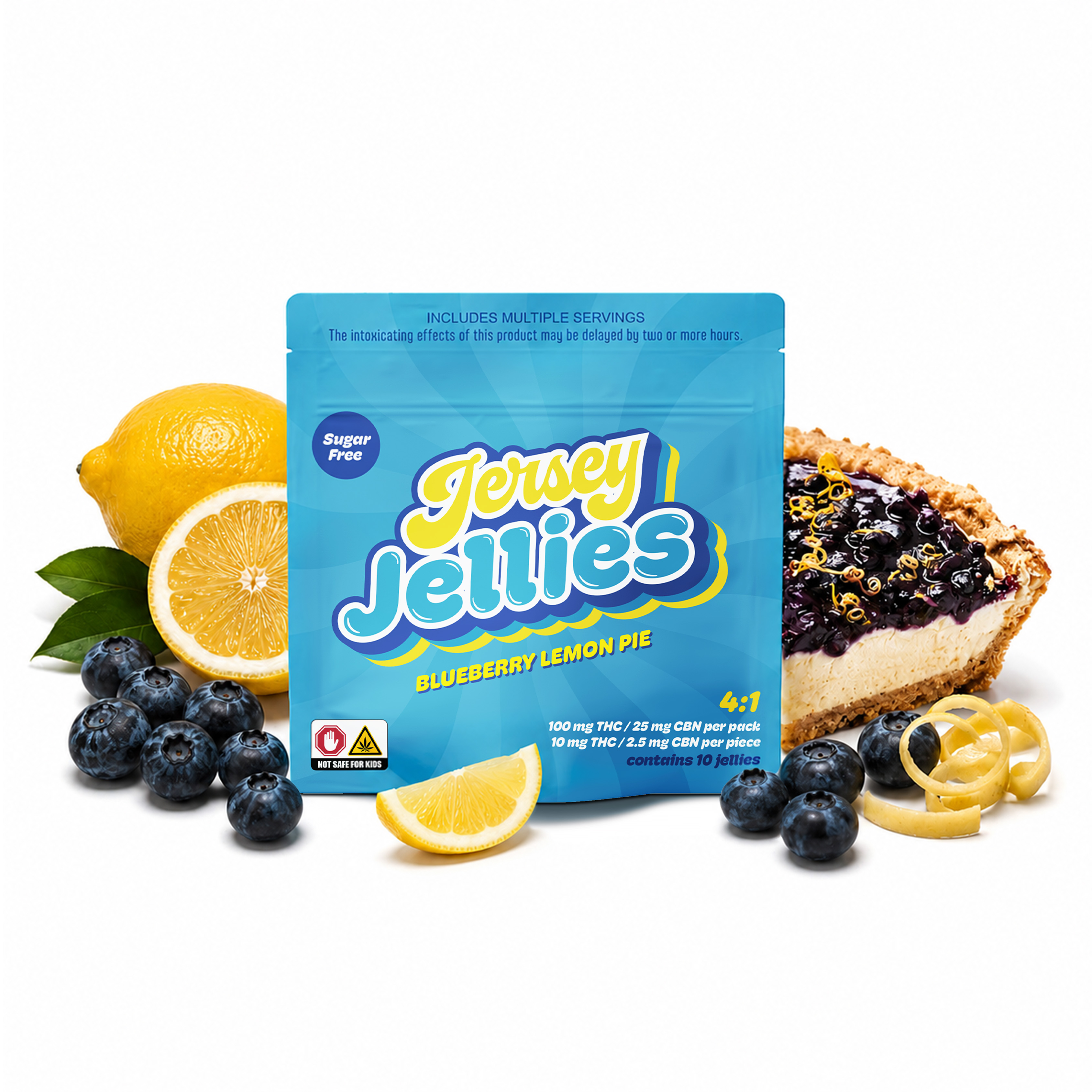 Cured Resin Gummies Blueberry Lemon Pie 4:1 (Ten 10mg THC / 2.5mg CBN)