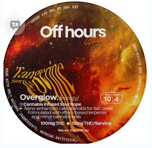 Off Hours Rope Overglow Tangerine Sunrise 10:4 THC:CBG 1pk 100mg Sour Rope Gummies