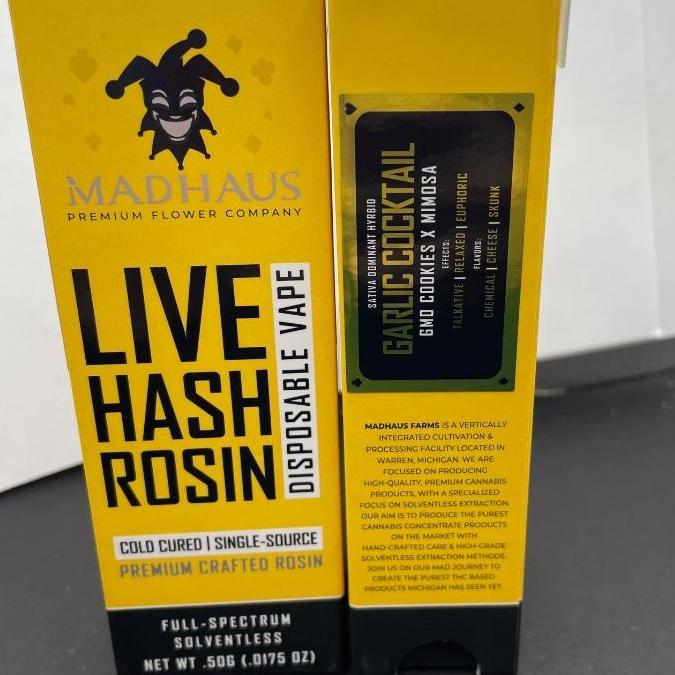 Live Hash Rosin Disposable .5g Garlic cocktail