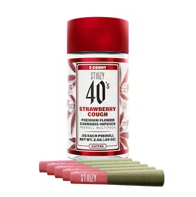 Stiiizy 40's - Strawberry Cough - 5 x .5g Infused Prerolls
