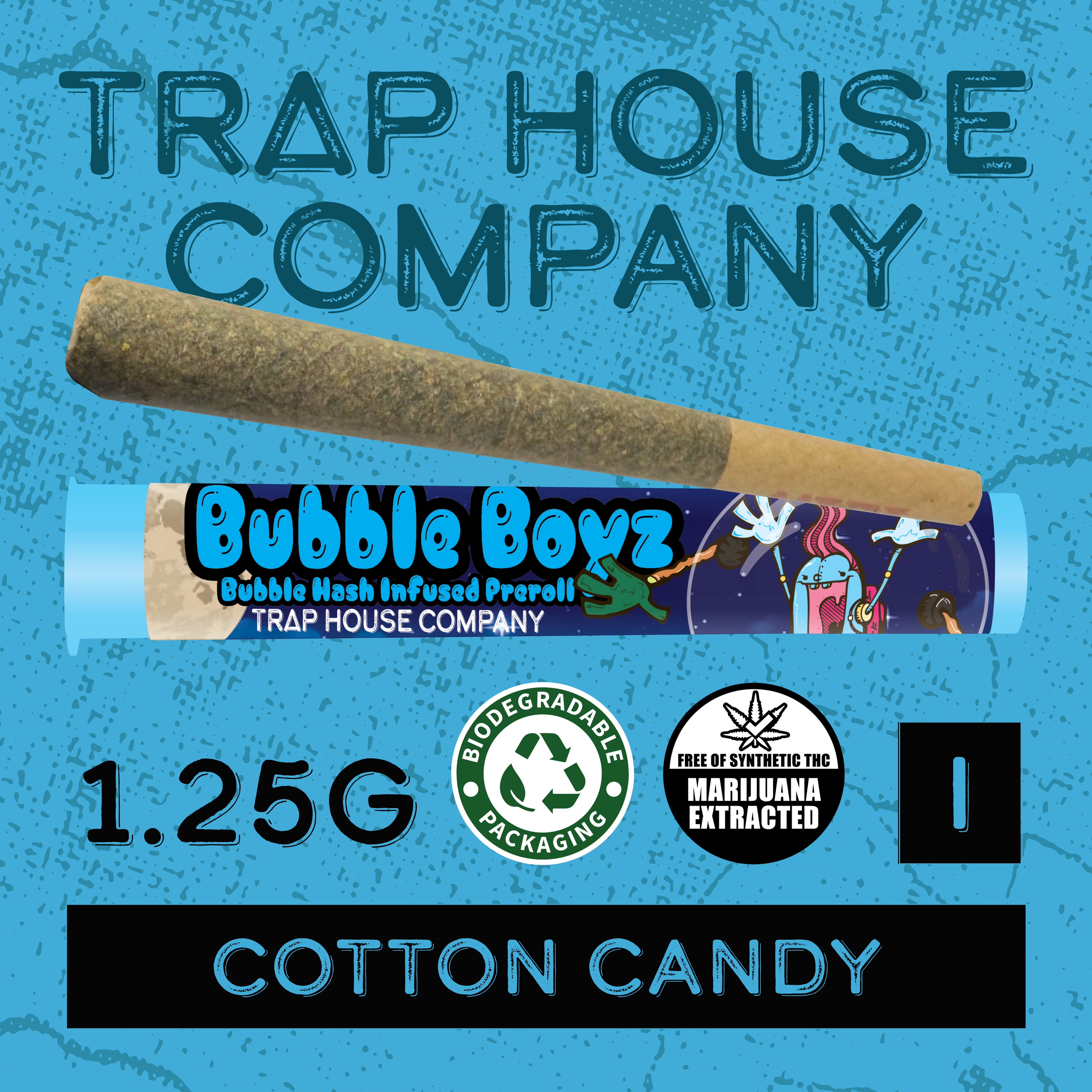 THC Bubble Boiz Bubble Hash Infused Preroll - Cotton Candy