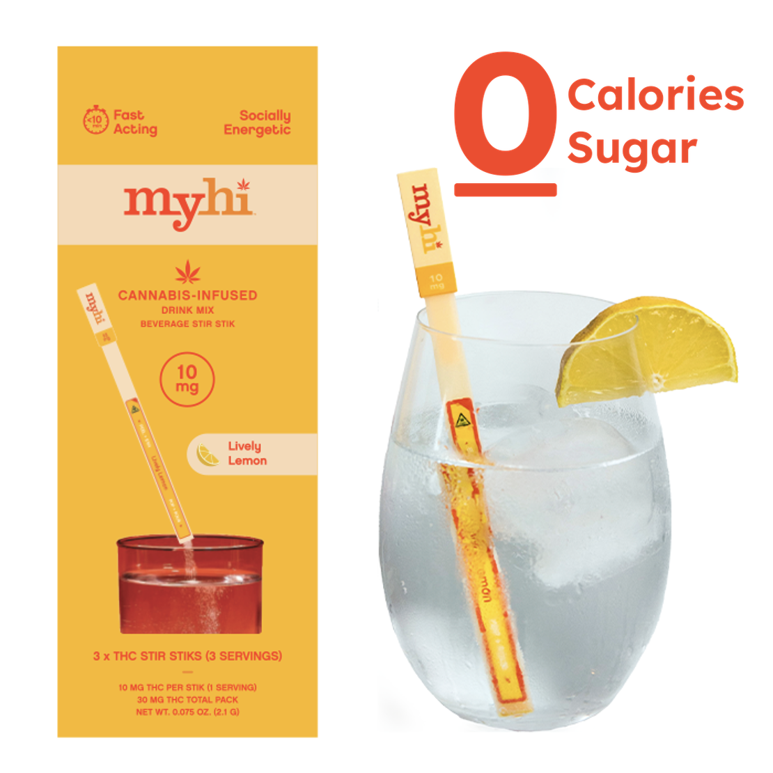 MyHi - Lively Lemon THC Stir Sticks 3pk - 30mg