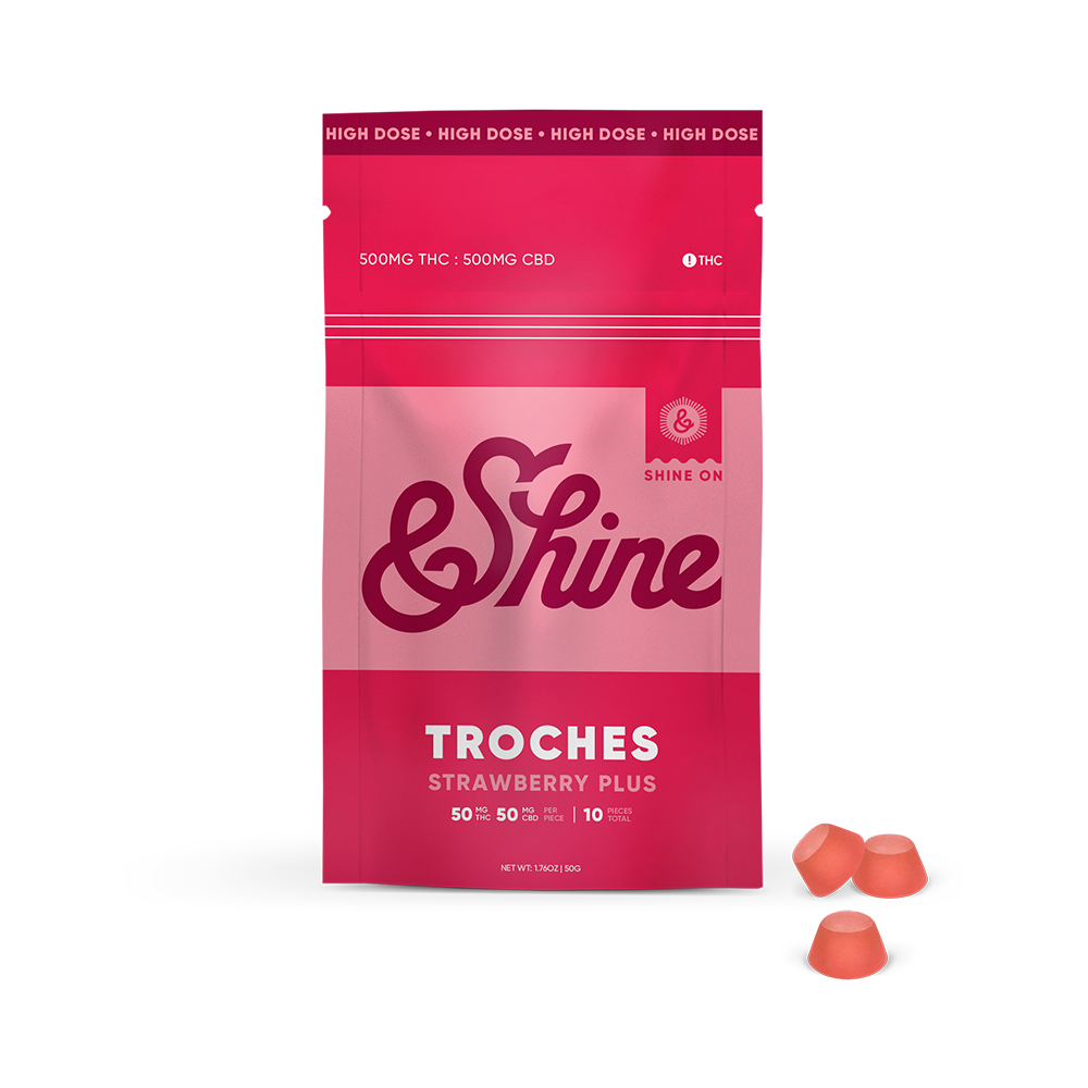 &Shine - 100mg 1:1 THC:CBD Strawberry Plus - Troches | 10ct